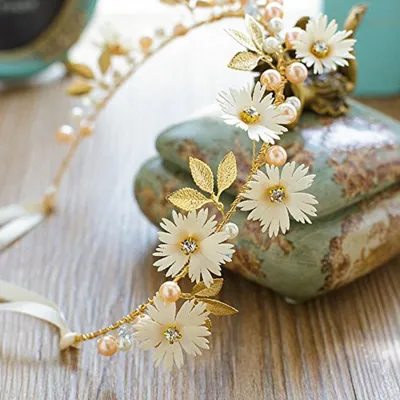 Gold Leaf Flower Headband